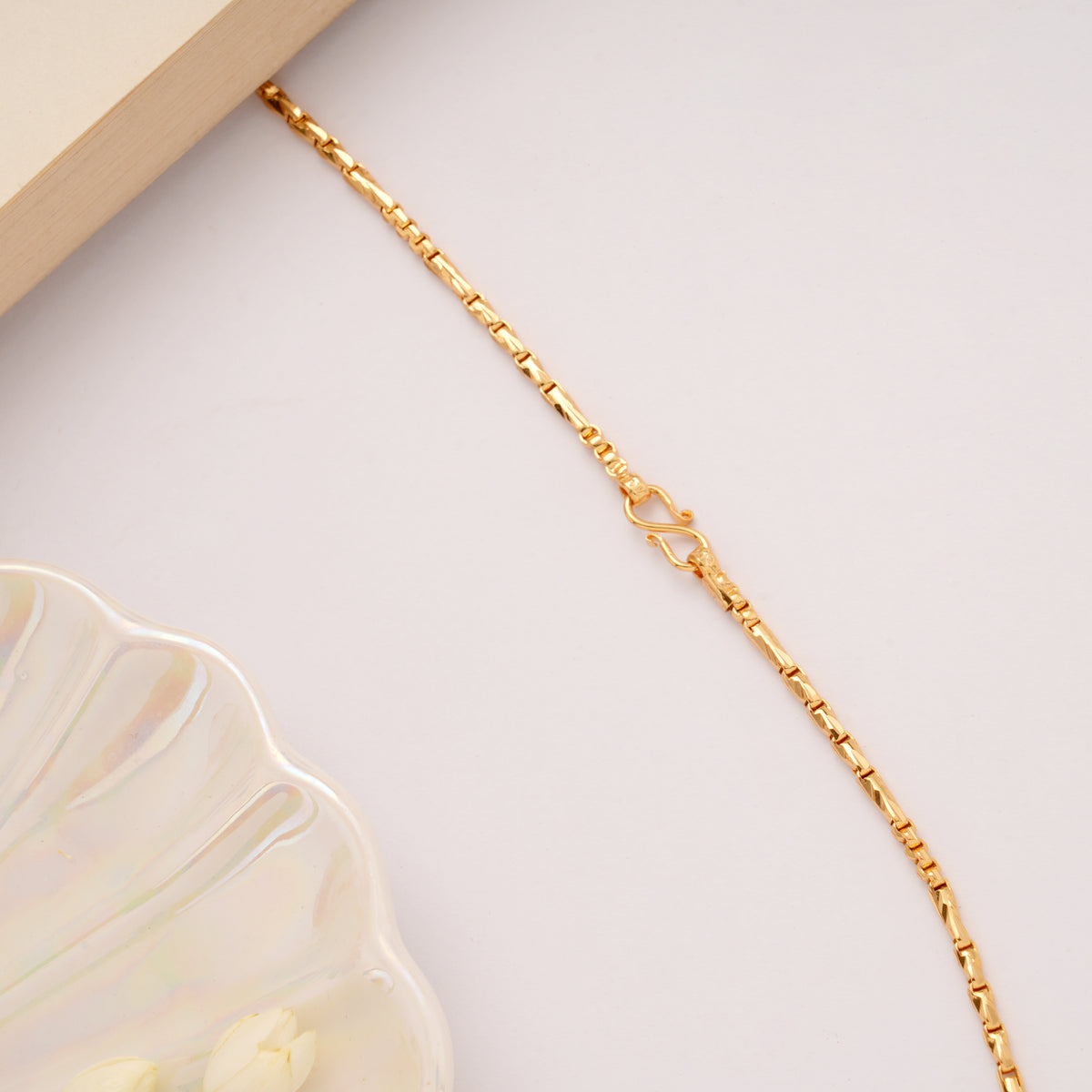 Thin Textured Braided Link Golden Chain
