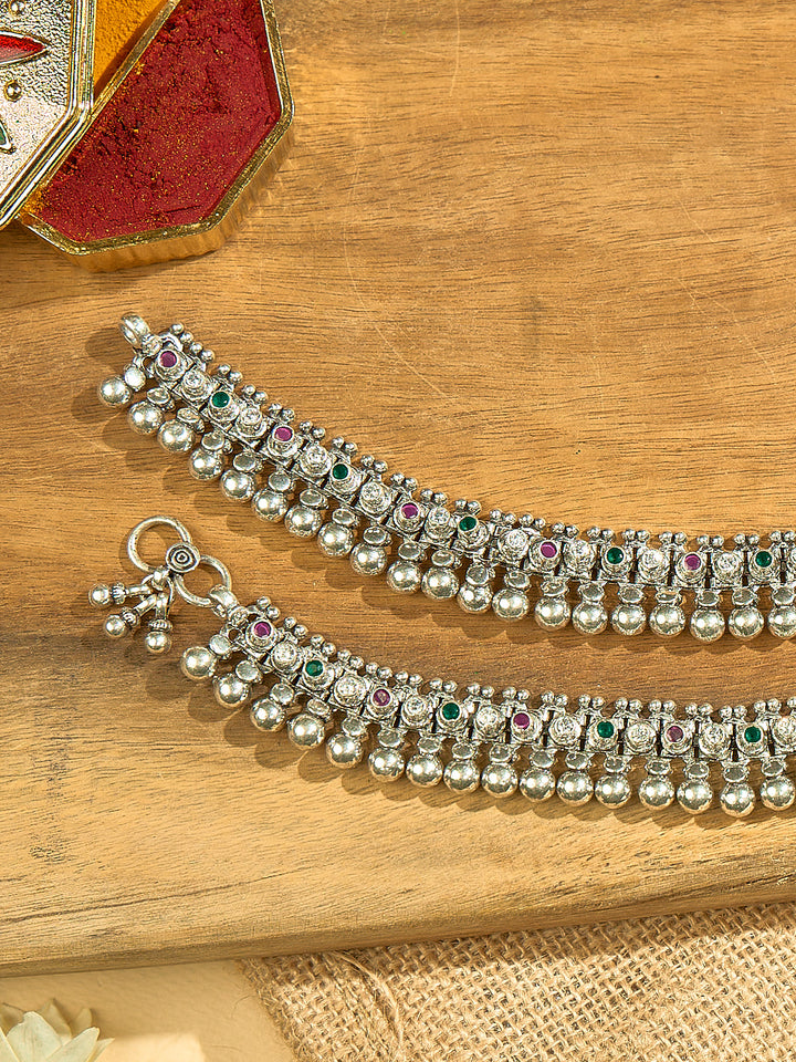 Emerald & Ruby Gemstone Anklets