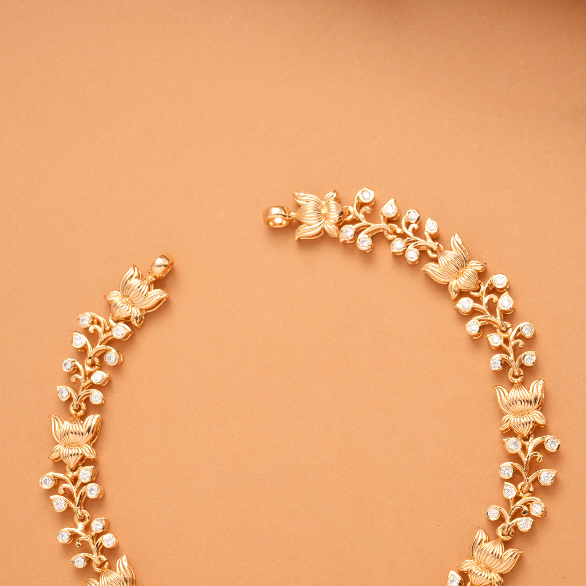 Lotus Flower Heart Shape Golden Necklace