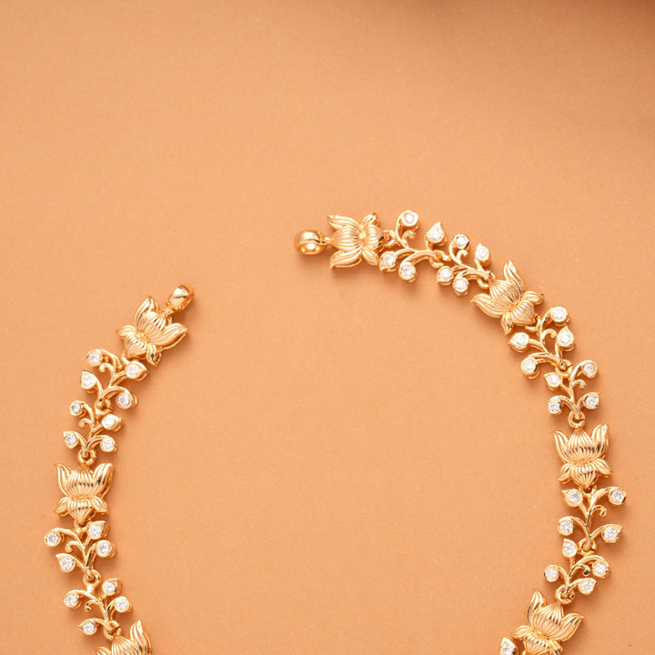 Lotus Flower Heart Shape Golden Necklace