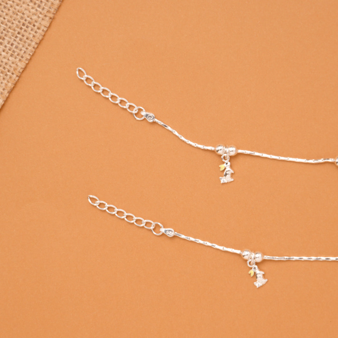 Little Bunny Charm Baby Silver Anklet