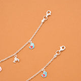 Colorful Birds Silver Baby Anklets