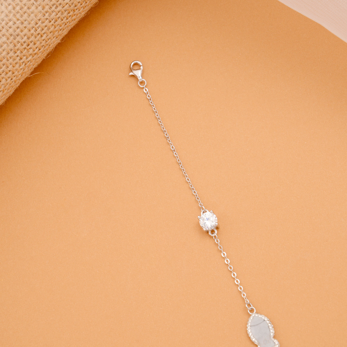 Minimal Fish Charm Silver Stone Bracelet