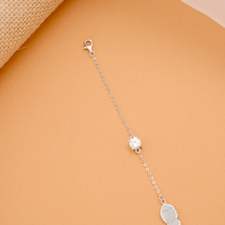 Minimal Fish Charm Silver Stone Bracelet