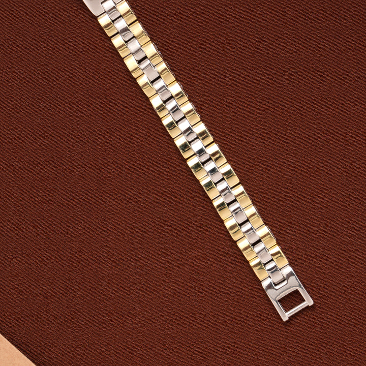 Elegant Dual Tone Silver Bracelet for Men