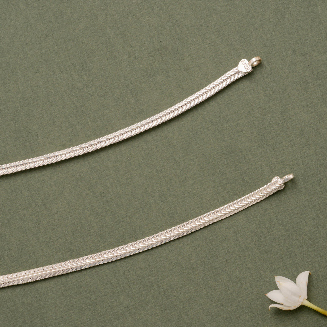 Elegant Plain Silver Anklet