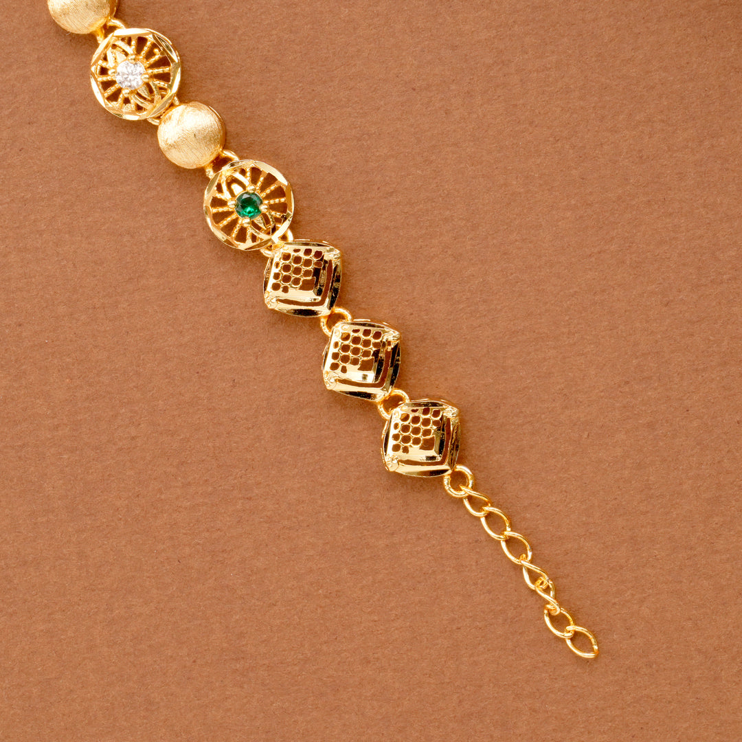 Elegant Beads Flower Design Gold Plated Bracelet