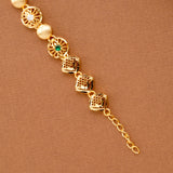 Elegant Beads Flower Design Gold Plated Bracelet
