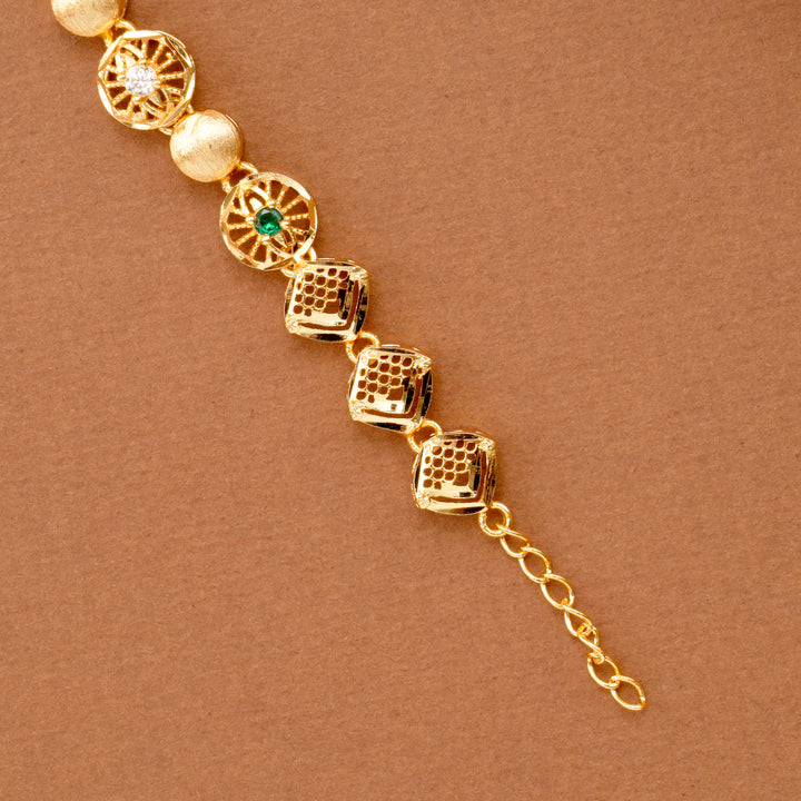 Elegant Beads Flower Design Gold Plated Bracelet