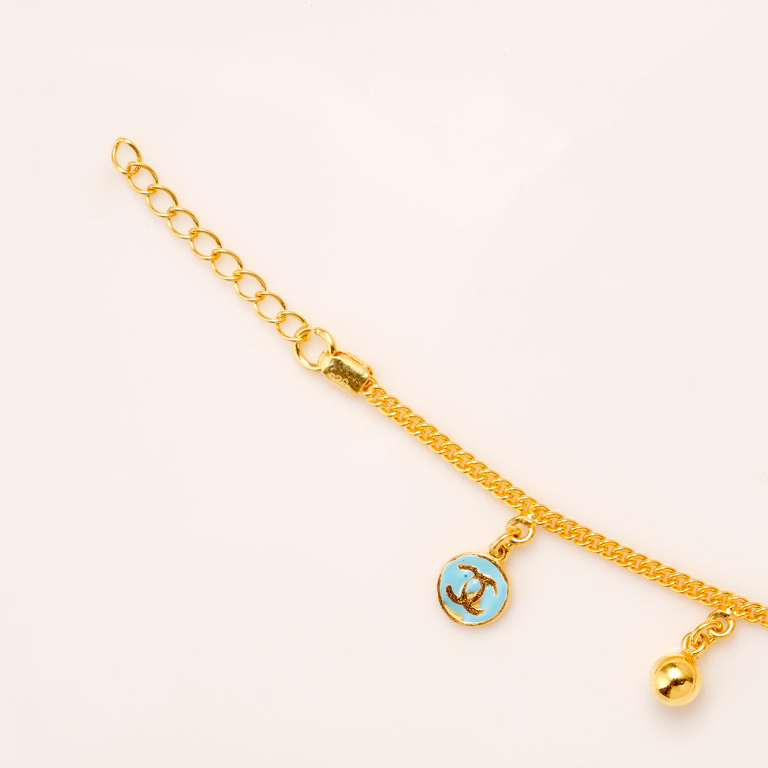 Silver Gold Plated Smiley Charm Bracelet