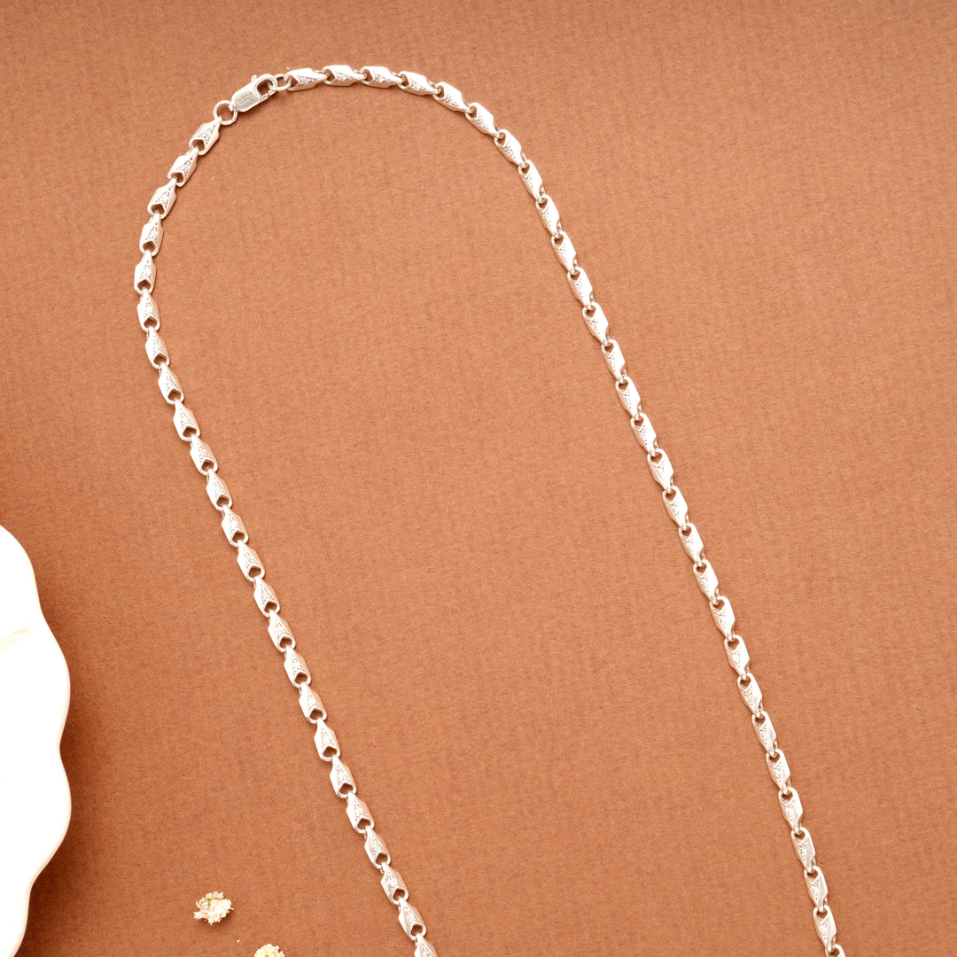 Leaf Shaped Link Silver Men’s Chain