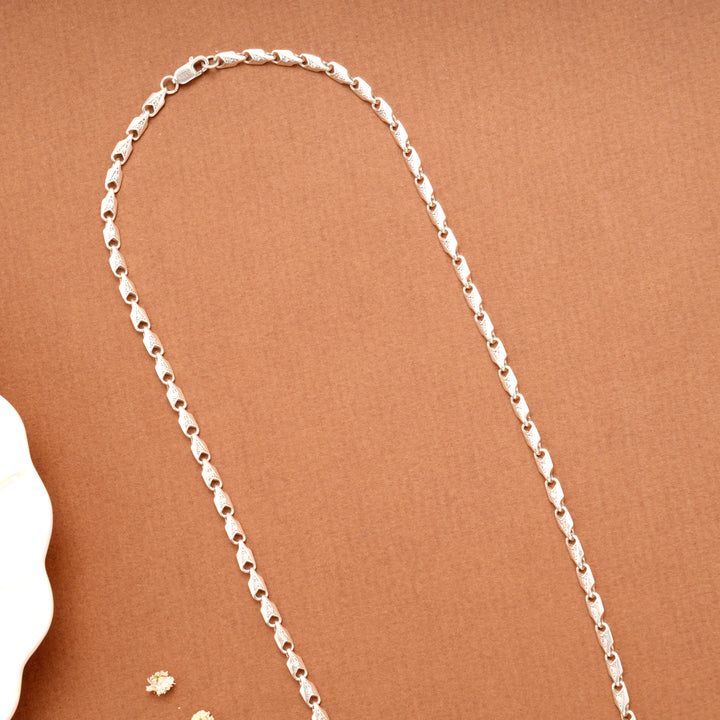 Leaf Shaped Link Silver Men’s Chain