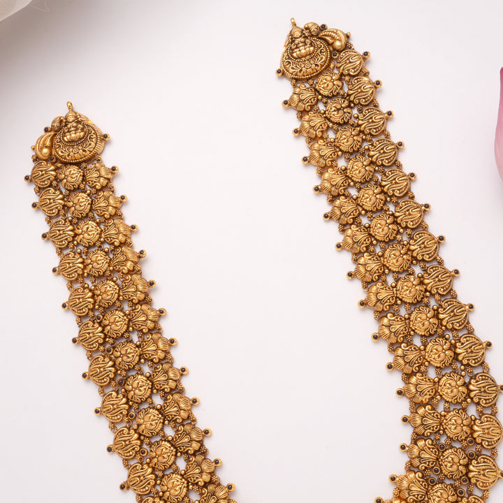 Antique Triple Layer Lakshmi Drops Golden Haram