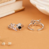 Tiny Black Stone Hummingbird Silver Toe Ring