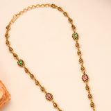 Classic Tear Drop Ruby Peacock Golden Necklace Set