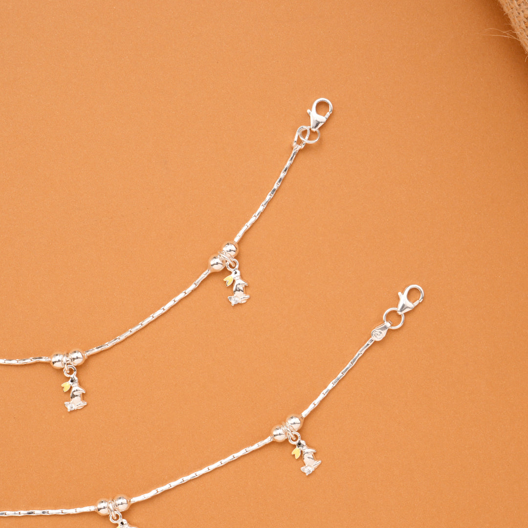 Little Bunny Charm Baby Silver Anklet