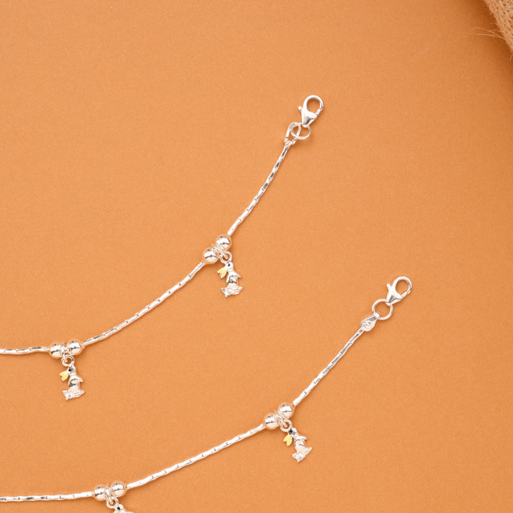 Little Bunny Charm Baby Silver Anklet