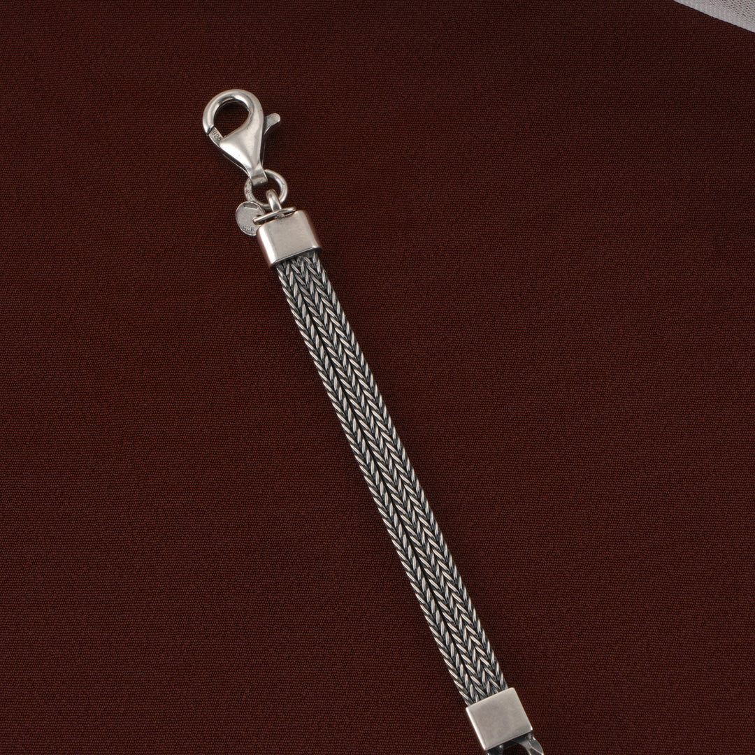 Figaro Mesh Rope Men’s Silver Bracelet