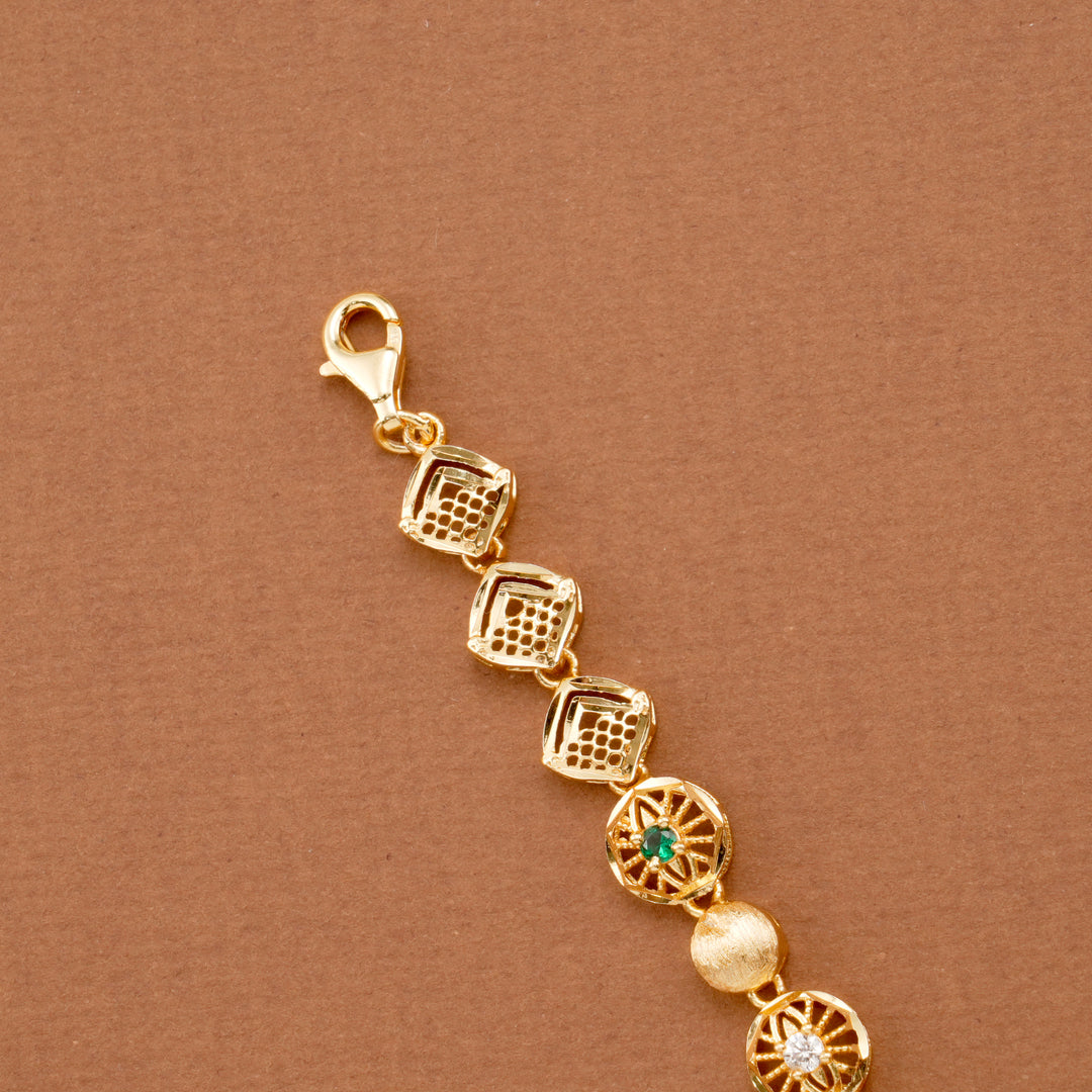 Elegant Beads Flower Design Gold Plated Bracelet