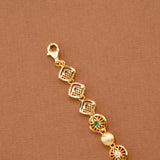 Elegant Beads Flower Design Gold Plated Bracelet