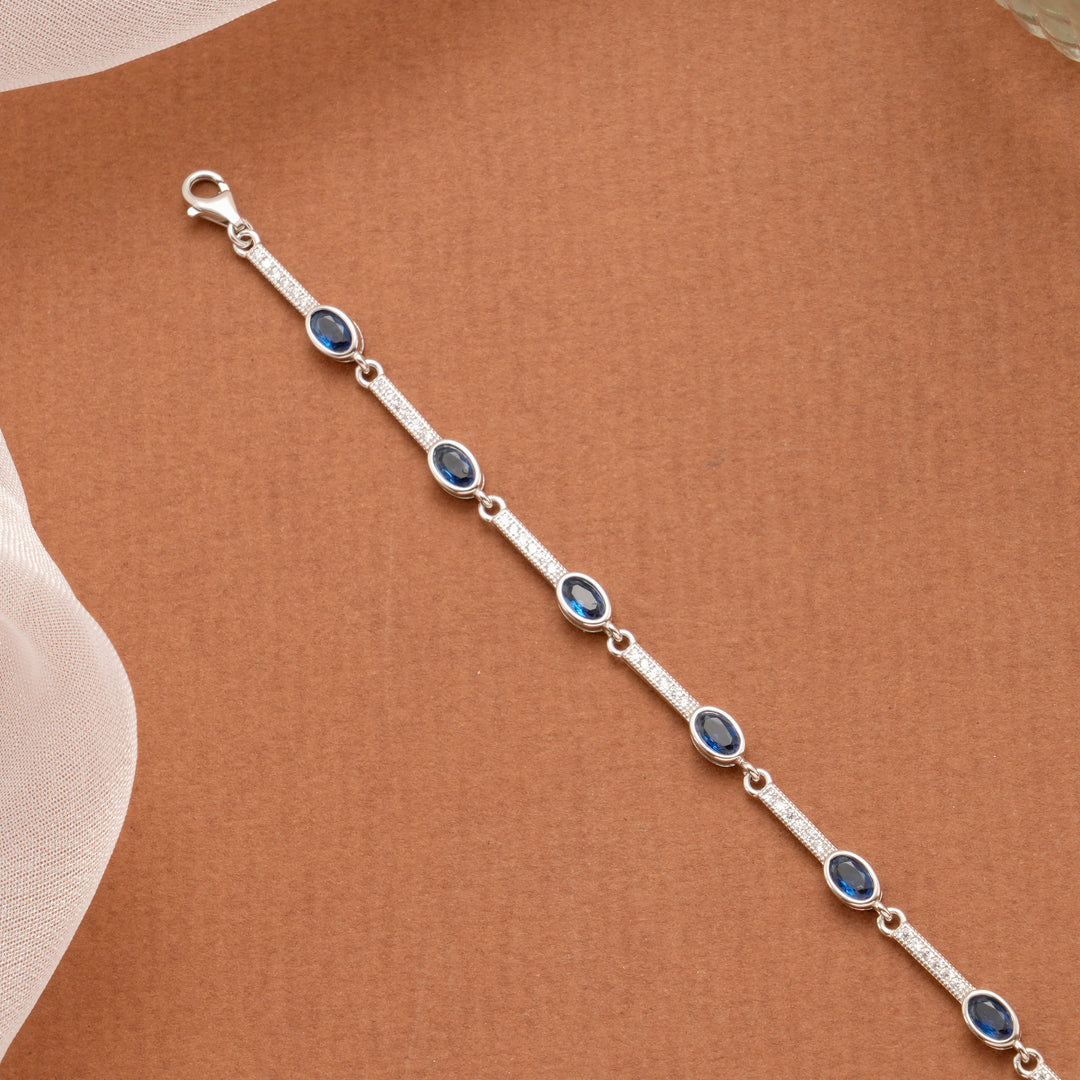 Fancy Blue Stone Silver Women’s Bracelet