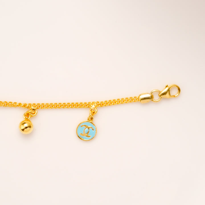 Silver Gold Plated Smiley Charm Bracelet