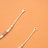 Green & Red Enamel Silver Anklet