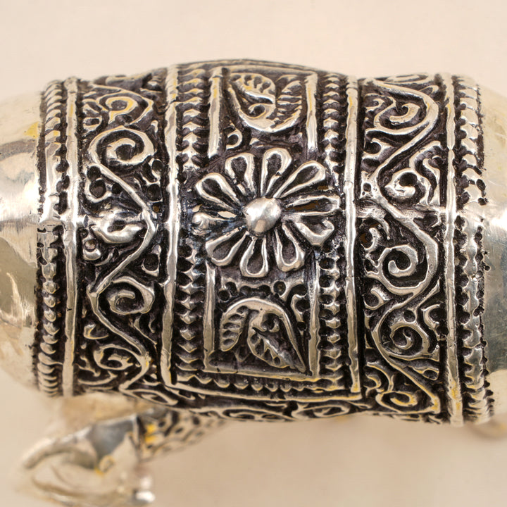 Silver Antique Cow and Calf Statue