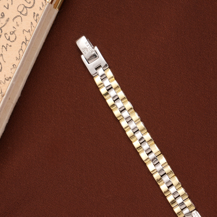 Elegant Dual Tone Silver Bracelet for Men