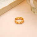 Sleek Greek Key Pattern Gold Ring