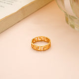 Sleek Greek Key Pattern Gold Ring
