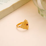 Grand Floral Ruby Stone Gold Ring