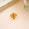 Grand Floral Ruby Stone Gold Ring