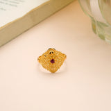 Grand Floral Ruby Stone Gold Ring