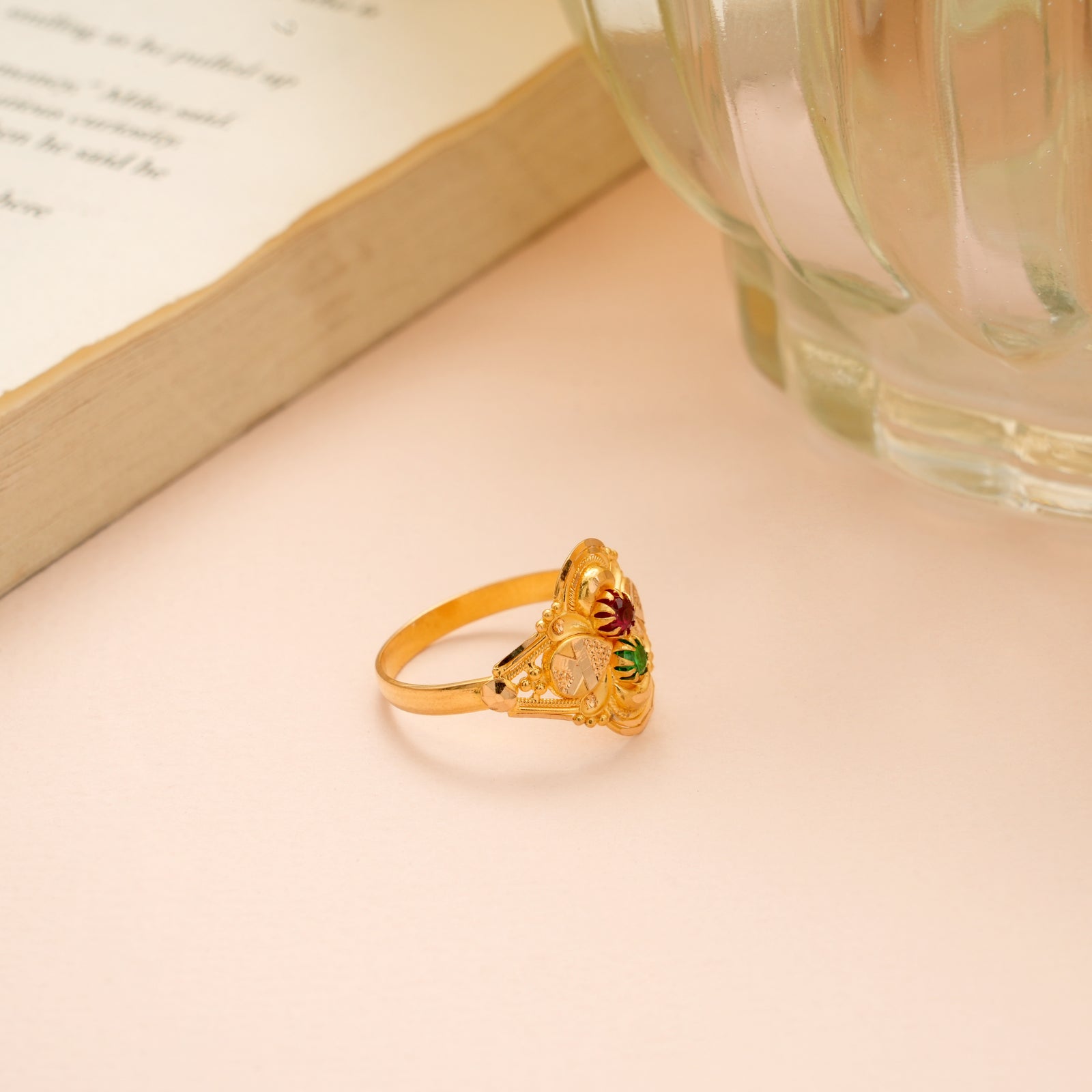 Regal Dual Color Stone Gold Ring