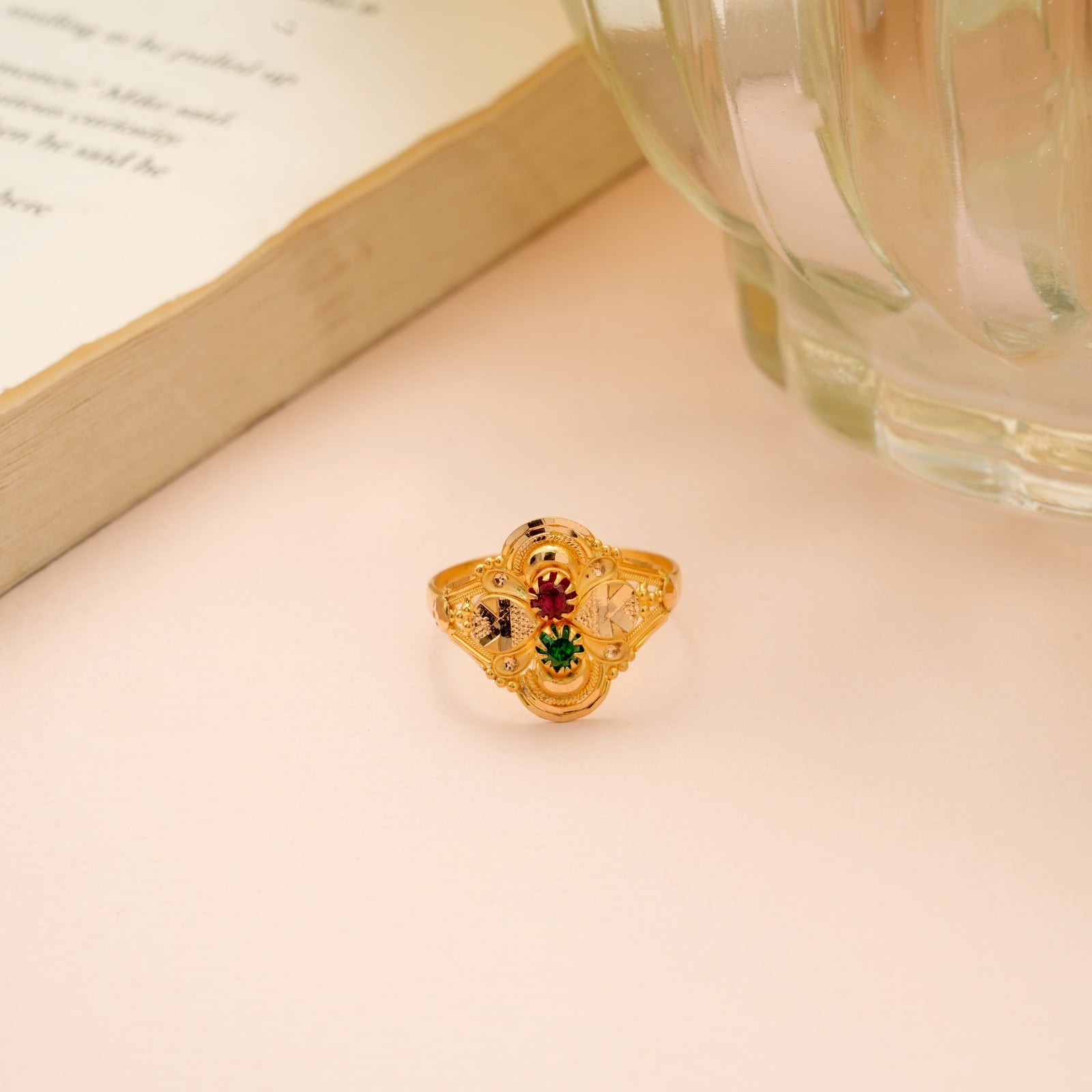 Regal Dual Color Stone Gold Ring