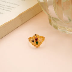 Regal Dual Color Stone Gold Ring