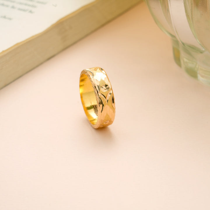 Classic Leaf Flower Gold Band Ring