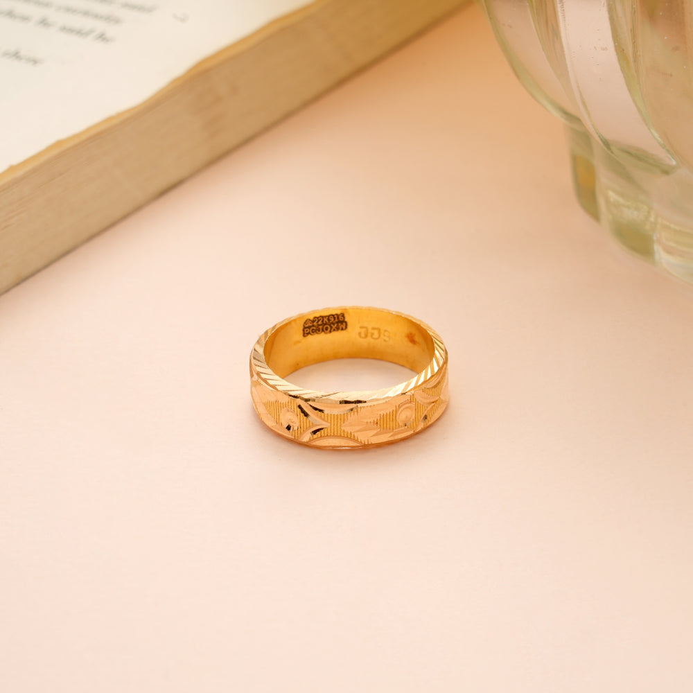 Classic Leaf Flower Gold Band Ring
