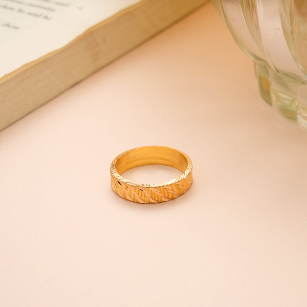 Contemporary Gold Band with Sleek Curves Ring