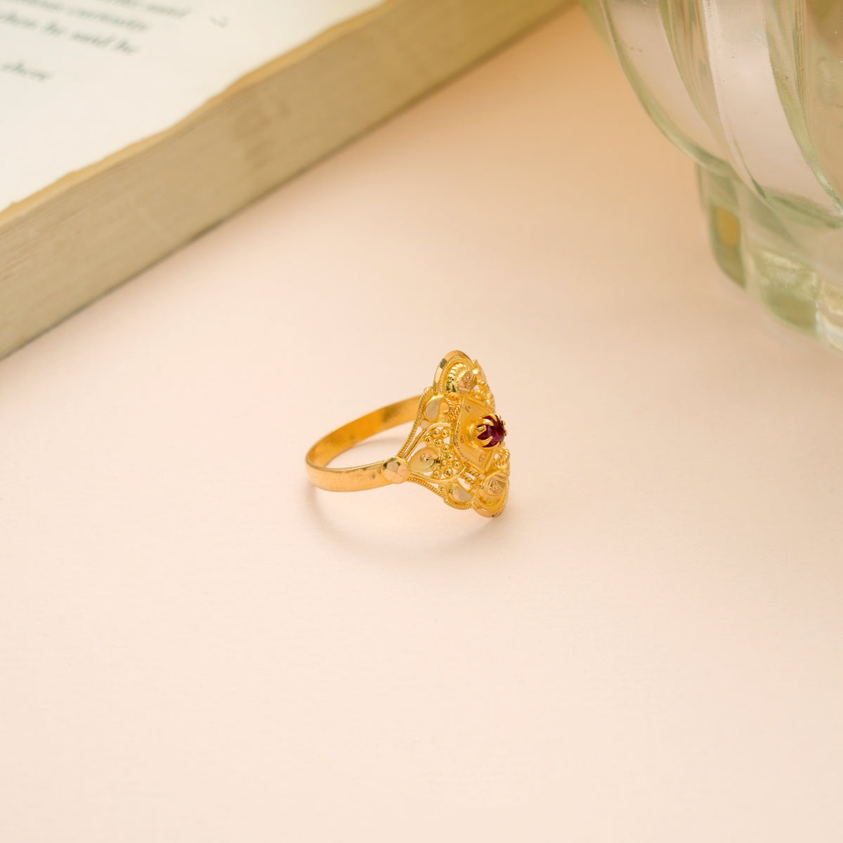 Ethnic Grand Floral Gold Ring