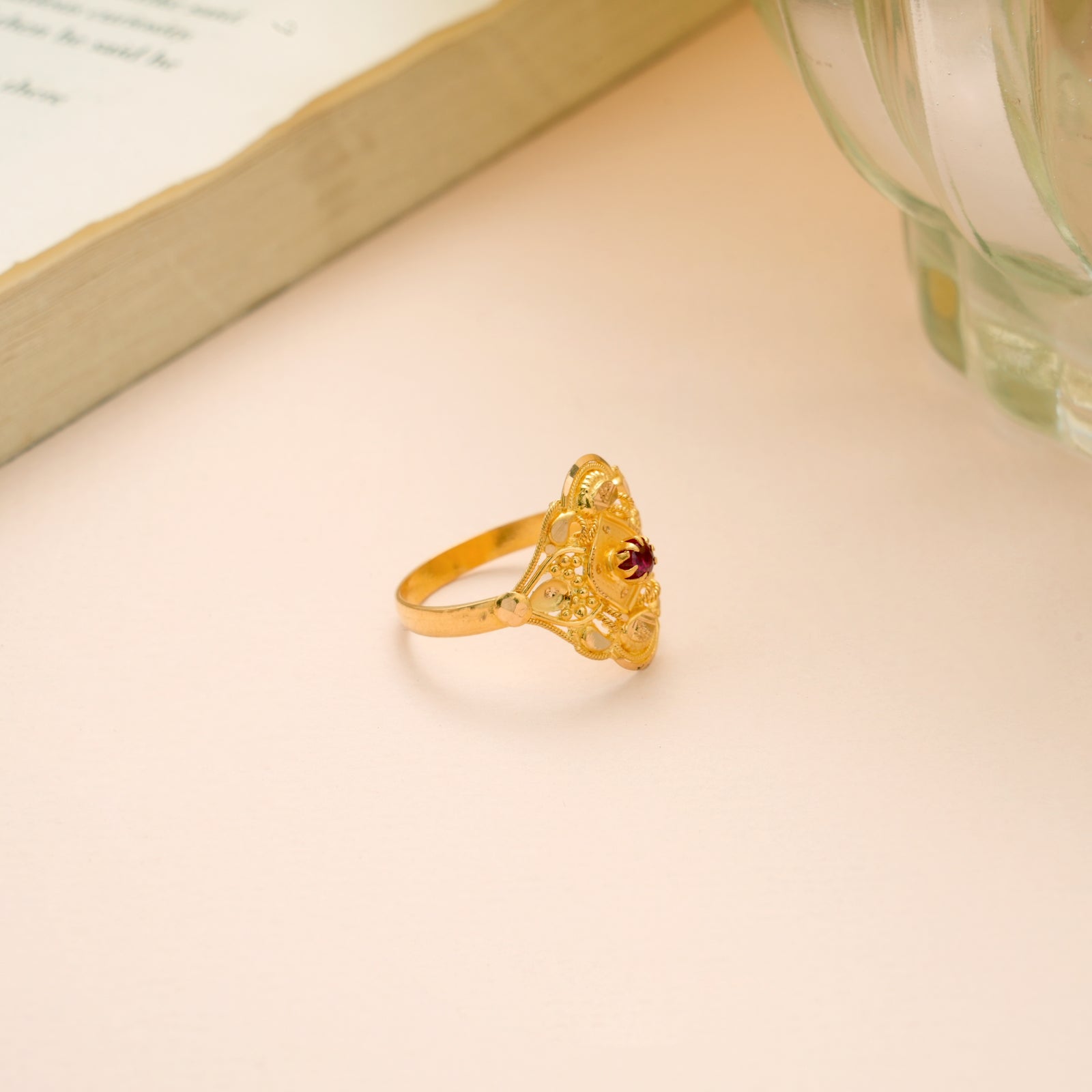 Ethnic Grand Floral Gold Ring