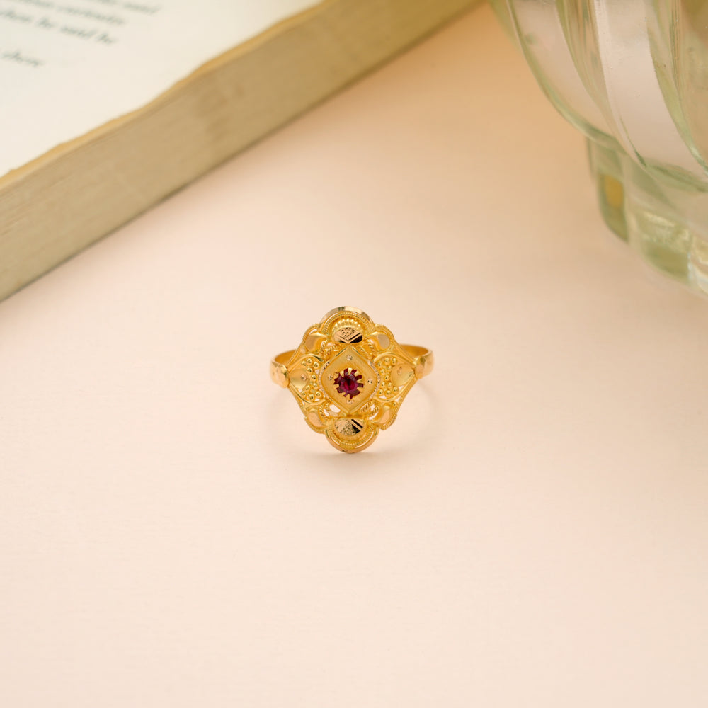 Heritage Rose Flower Gold Ring