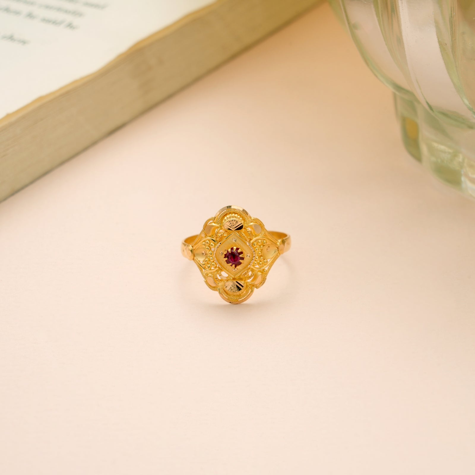 Ethnic Grand Floral Gold Ring