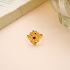 Ethnic Grand Floral Gold Ring