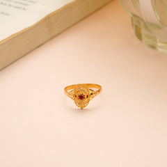 Slim and Oval Blossom Gold Ring