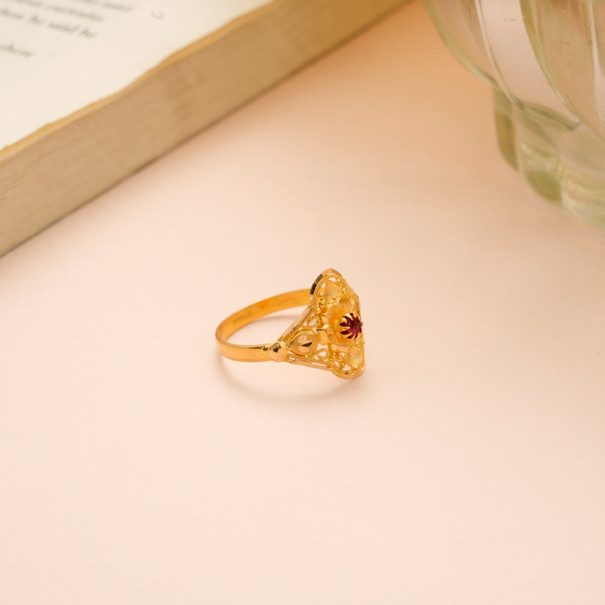 Radiant Blossom Design Gold Ring