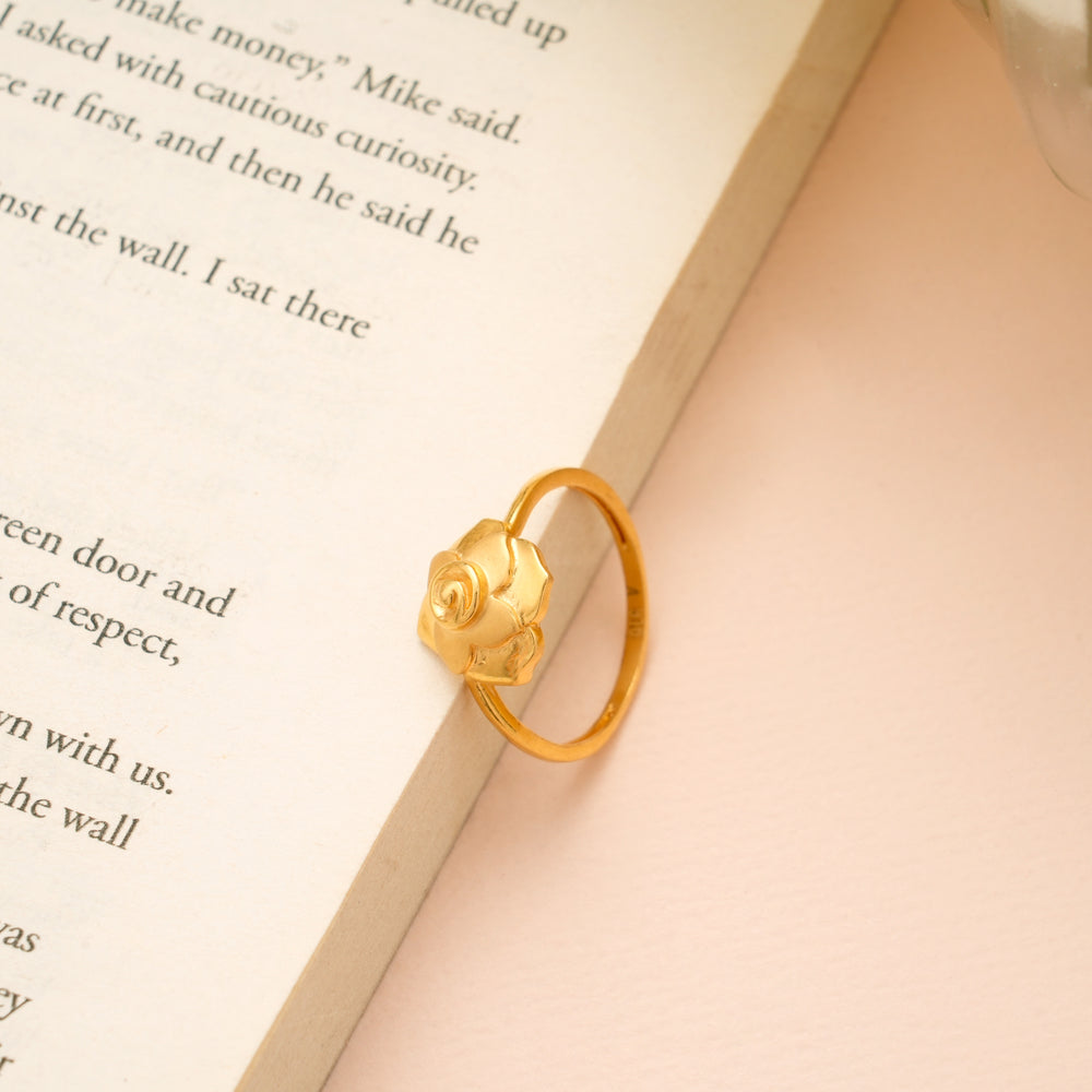 Blossom Rose Flower Design Gold Ring