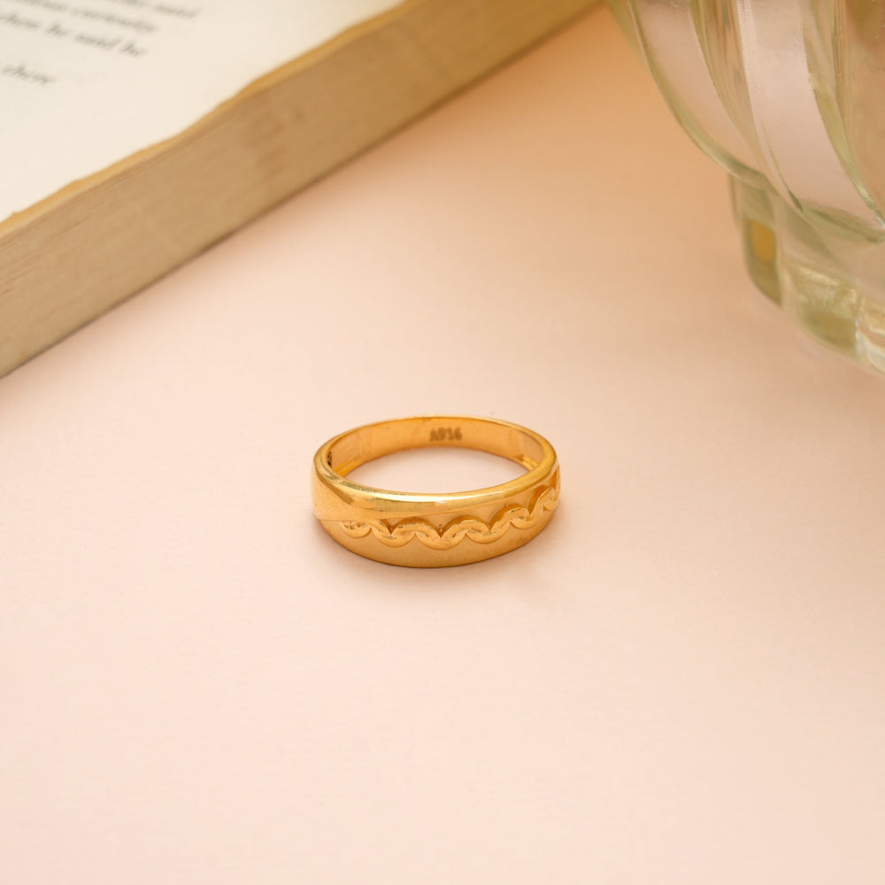 Ethnic Floral Curve Gold Ring