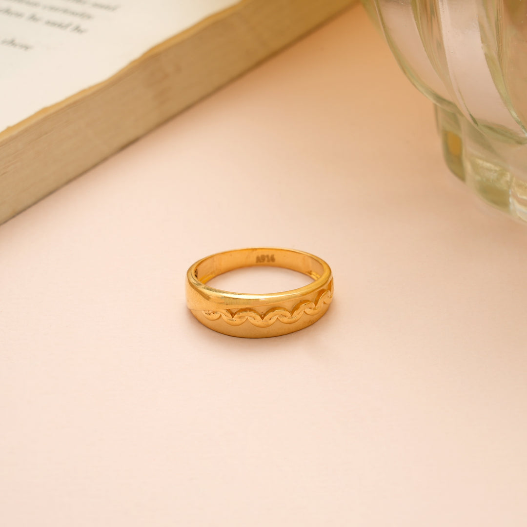 Ethnic Floral Curve Gold Ring